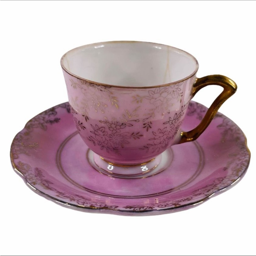 VTG Demitasse Fine China Pink Tea Cup & Saucer Dainty Gold Rim Floral Japan - Picture 11 of 11